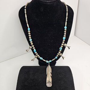 Navajo Squash Blossom By Debbie Silversmith, Turquoise Squash Blossom Necklace